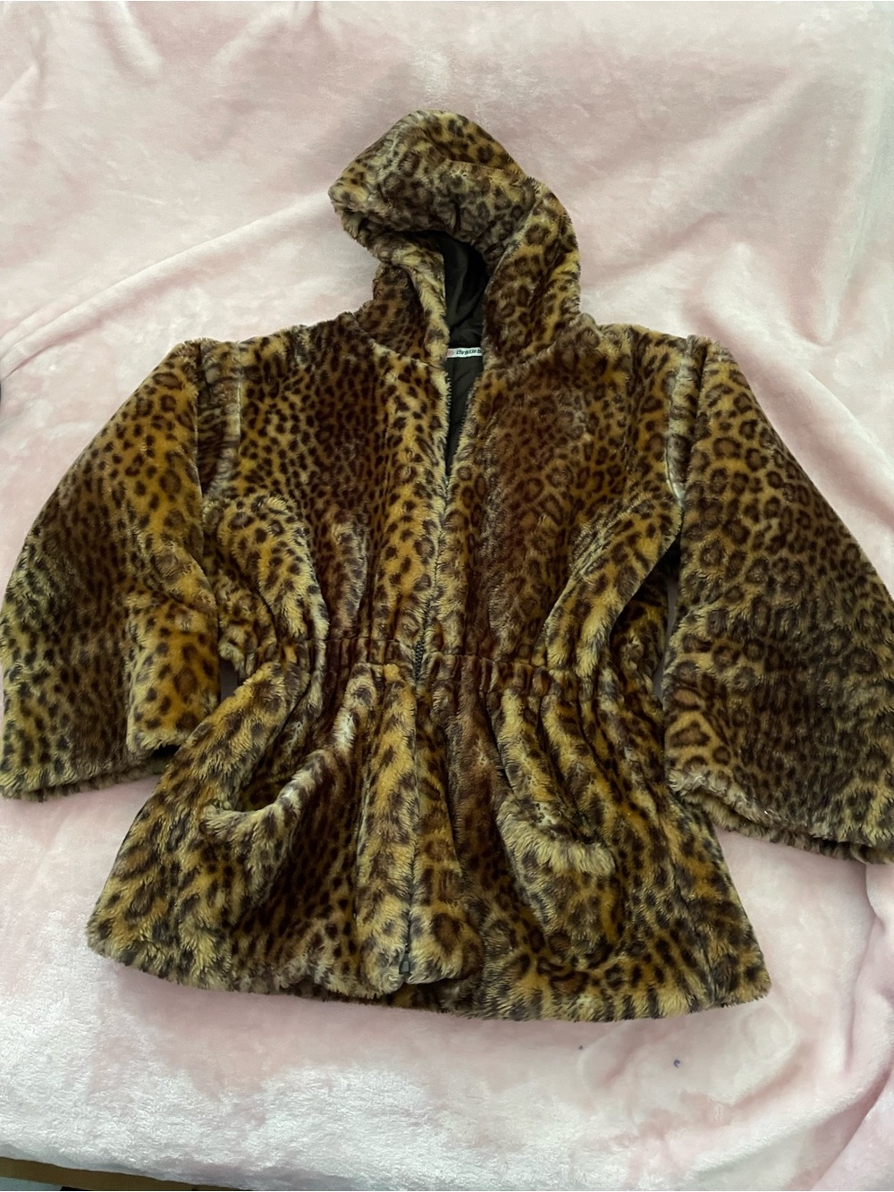 Kids Hooded Faux Fur Leopard Puffer Jacket - Brown Leopard